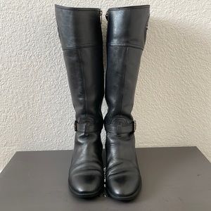 Vince Camuto Phillie Tall Riding Black Leather Boots Size 6.5